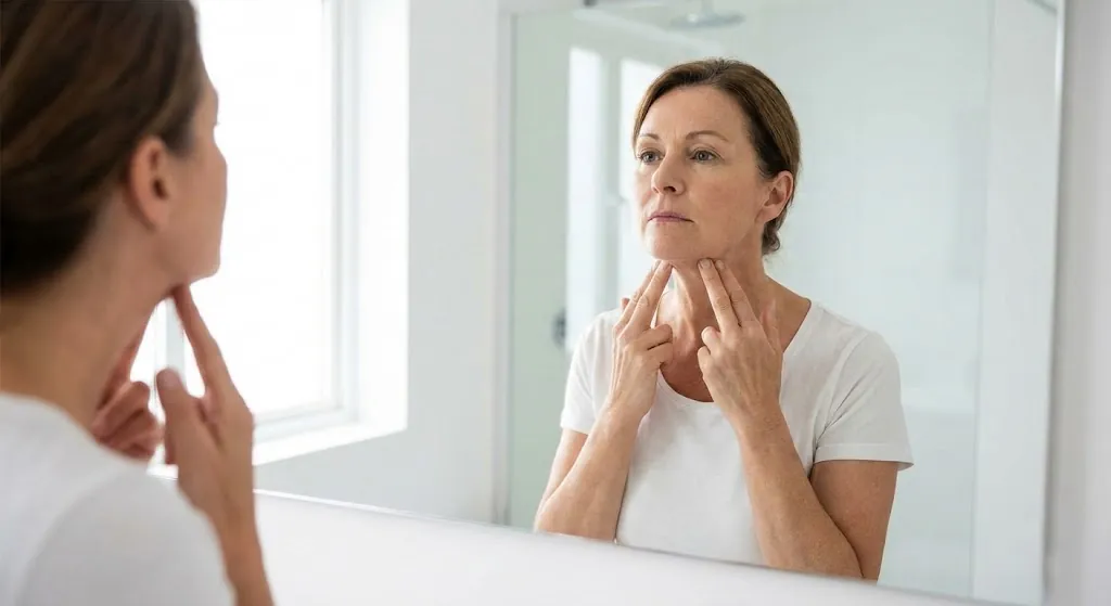 Revisión maxilofacial en Albacete Doctor de Belmonte Clínica Dental revisando ganglio inflamado en el cuello de un paciente en Albacete